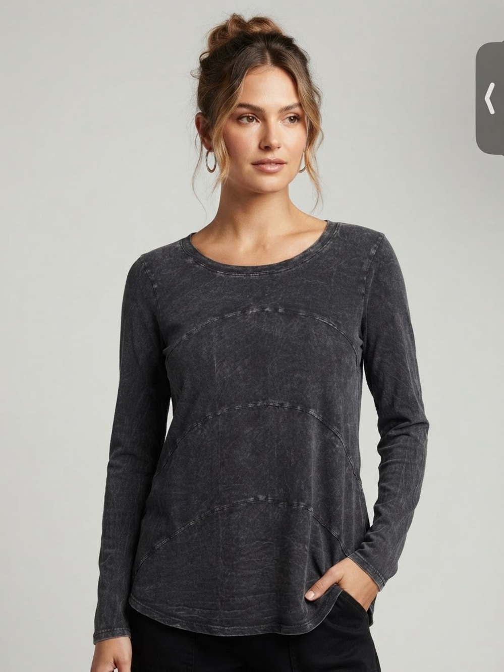 Organic Cotton Ces Femme Swing Top Mineral Wash Top Small Charcoal Acid Wash